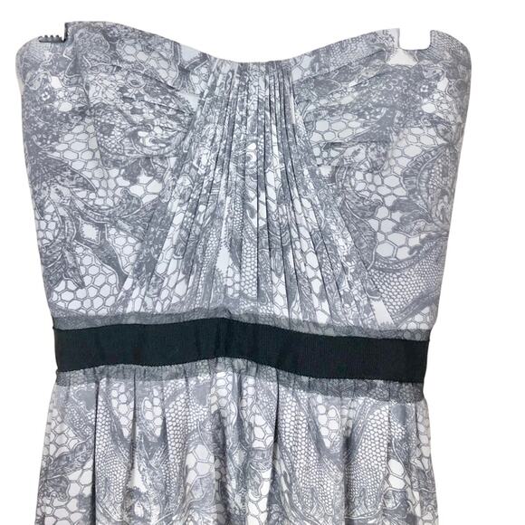 BCBGMaxAzria Amber Column Maxi Gown in Ebony Blue Combo Lace Print Size 2 - Picture 3 of 13